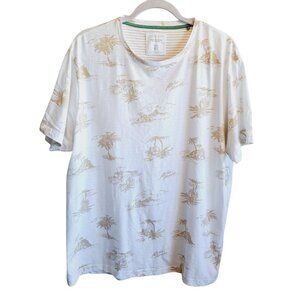 Cactus Man Ricky Singh White & Gold Hawaii Aloha Hula Girl Palm Trees Size XXL